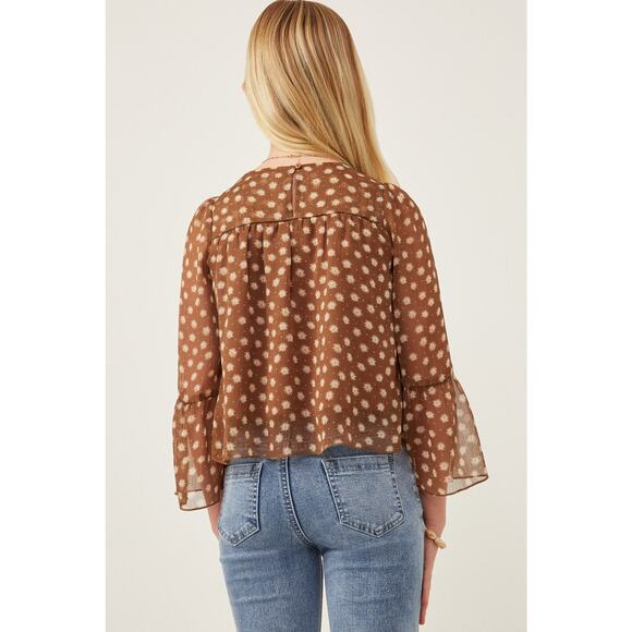 HAYDEN Daisy Floral Print Tiered Chiffon Top Girls XL - Picture 2 of 4